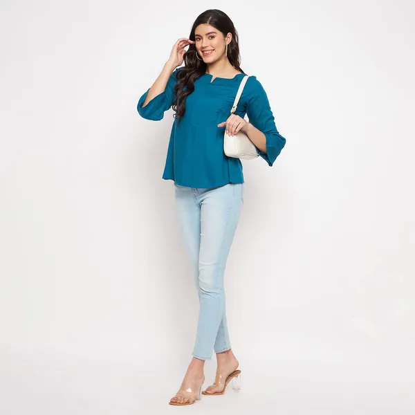 Teal_Rayon_Solid_Tops