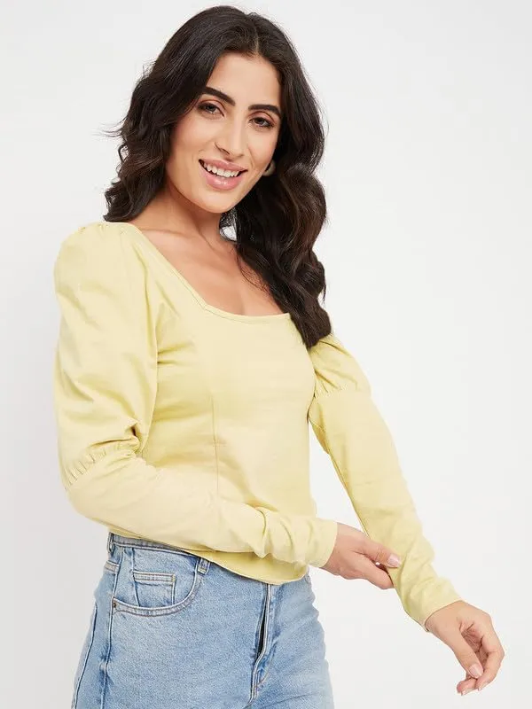 Cream_Cotton_Lycra_Tops