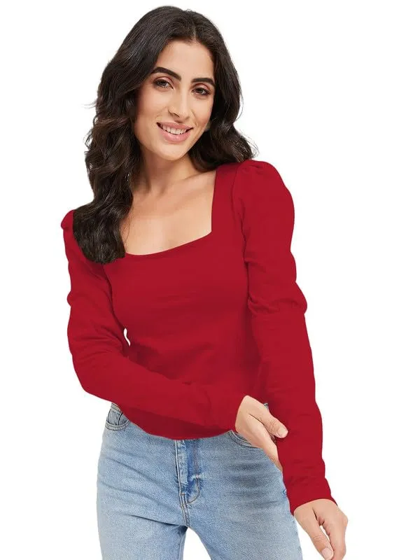Maroon_Cotton_Lycra_Tops