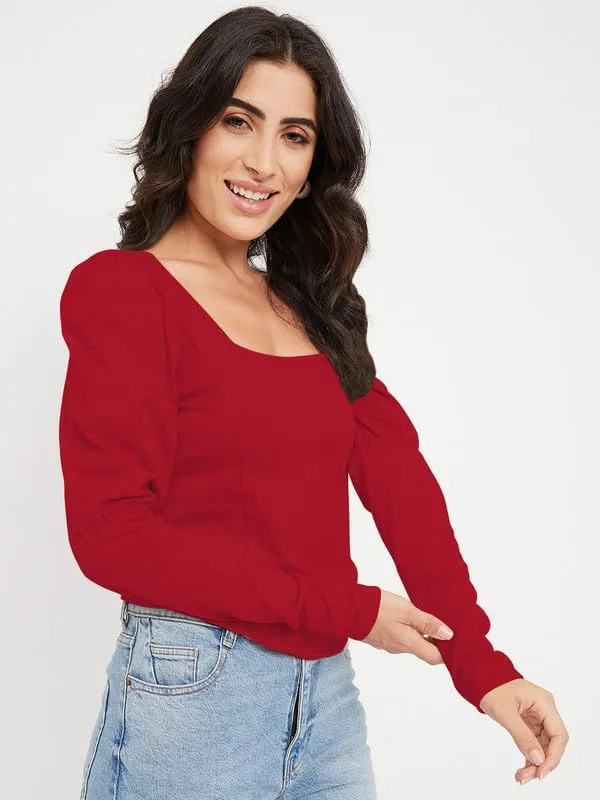Maroon_Cotton_Lycra_Tops