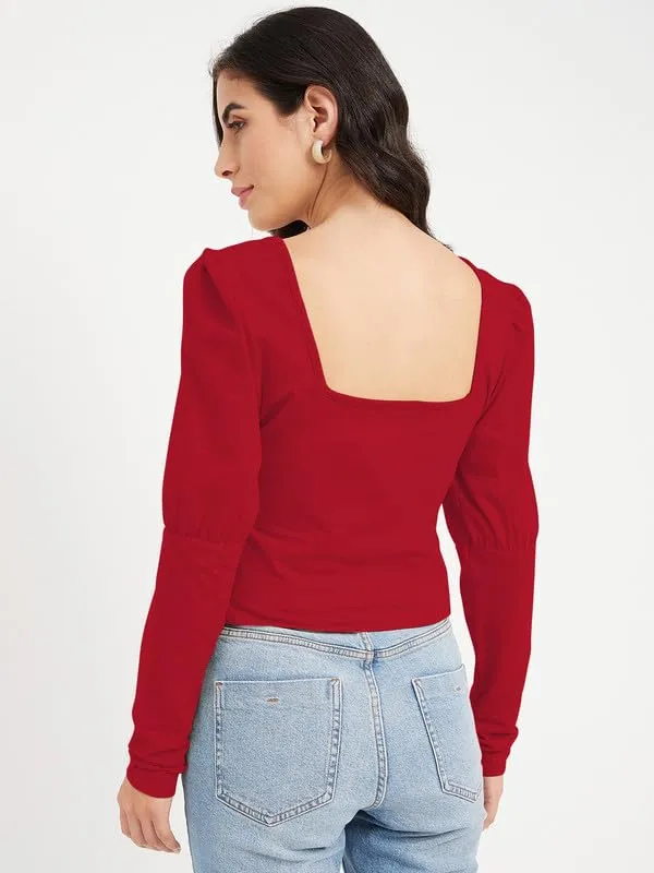 Maroon_Cotton_Lycra_Tops