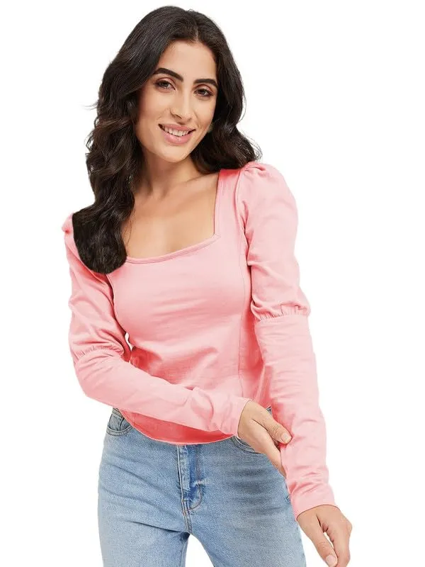 Pink_Cotton_Lycra_Tops