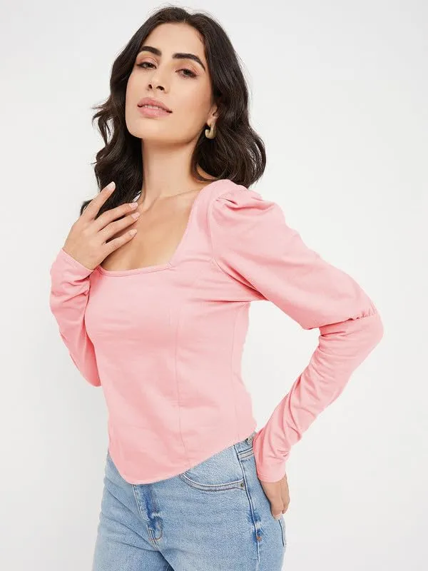 Pink_Cotton_Lycra_Tops