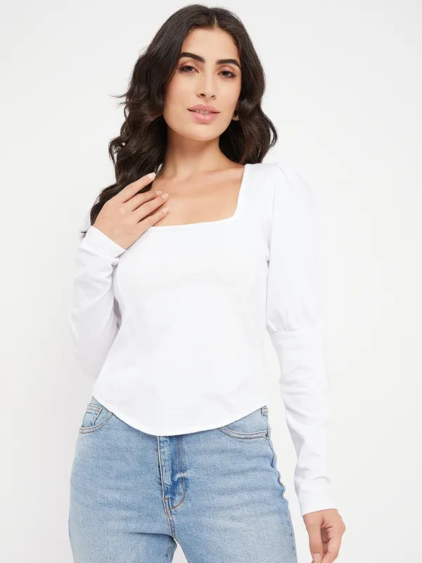 White_Cotton_Lycra_Tops