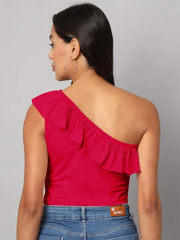 Magenta_Cotton_Blend_Single_Jersey_Tops