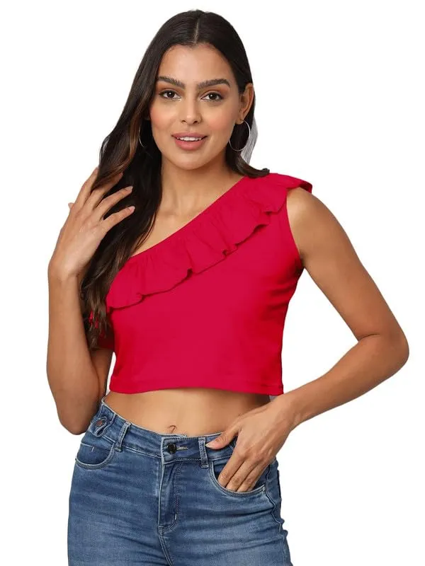 Magenta_Cotton_Blend_Single_Jersey_Tops