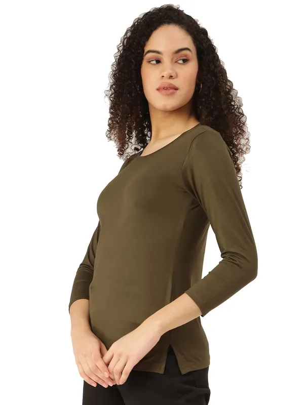 BRINNS_Women_Olive_Green_T-Shirt