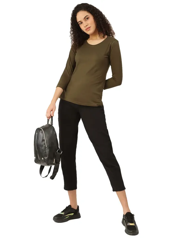 BRINNS_Women_Olive_Green_T-Shirt