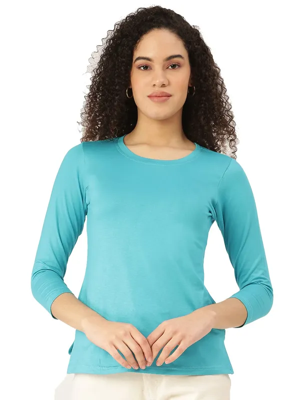 BRINNS_Women_Turquoise_Blue_T-Shirt