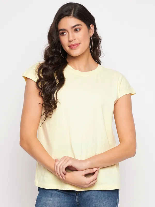 Cream_Cotton_Lycra_Tshirts
