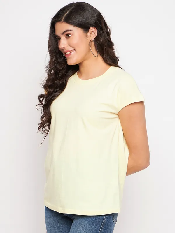 Cream_Cotton_Lycra_Tshirts