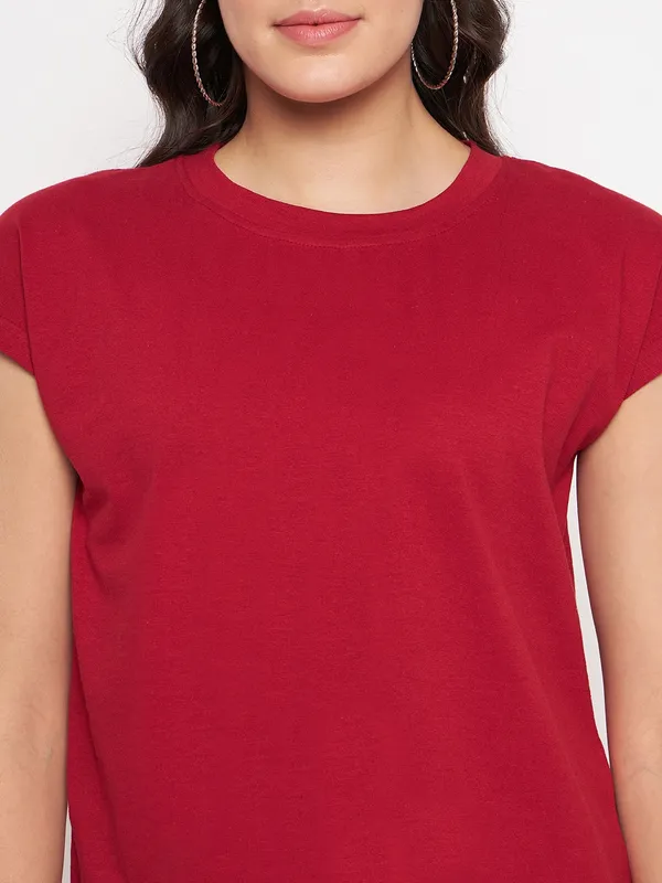 Maroon_Cotton_Lycra_Tshirts