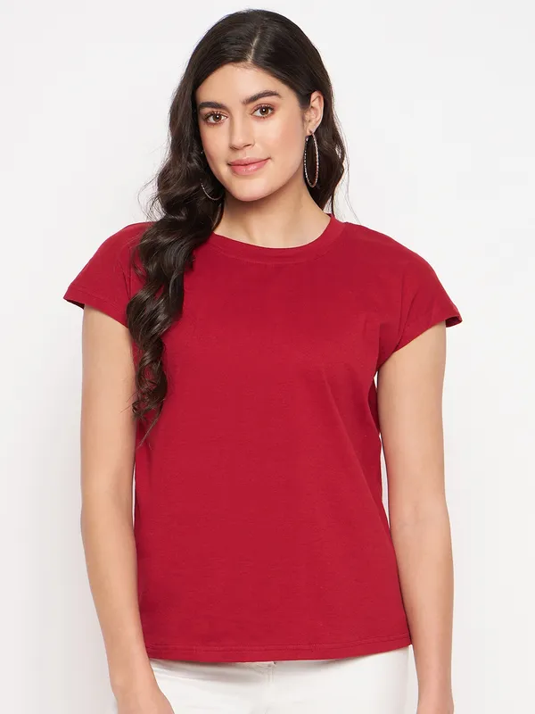 Maroon_Cotton_Lycra_Tshirts