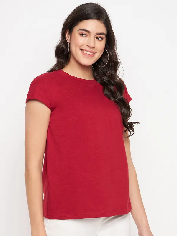 Maroon_Cotton_Lycra_Tshirts
