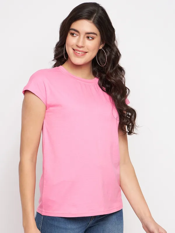 Pink_Cotton_Lycra_Tshirts