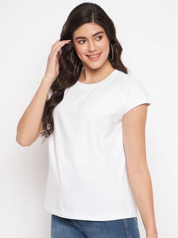 White_Cotton_Lycra_Tshirts