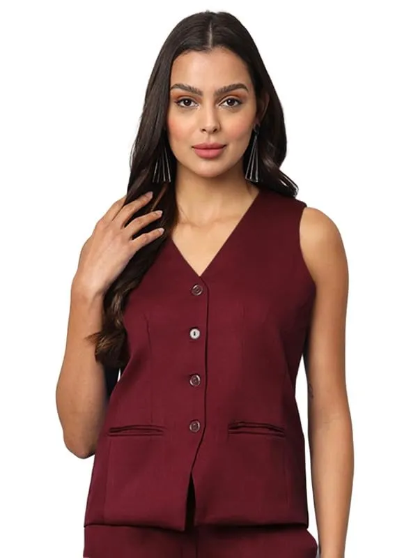 Burgundy_Polyester_Lycra_Waistcoat
