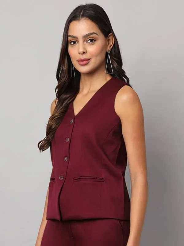 Burgundy_Polyester_Lycra_Waistcoat