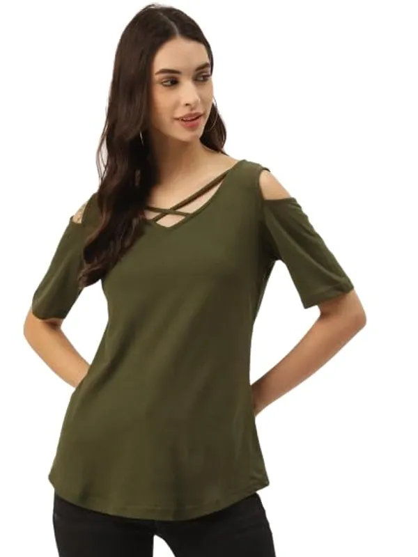 Olive_Cotton_Blend_Single_Jersey_Tops