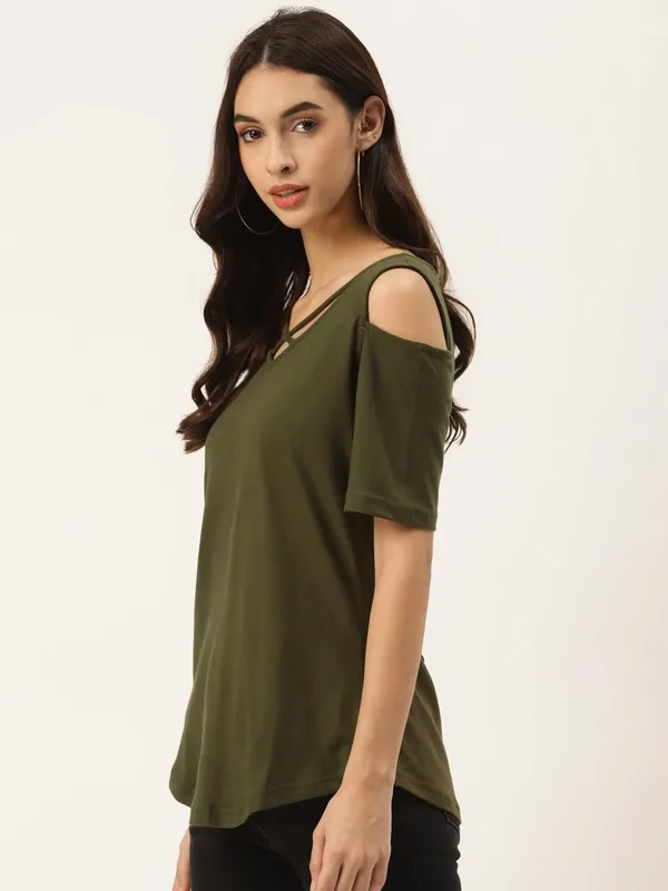 Olive_Cotton_Blend_Single_Jersey_Tops
