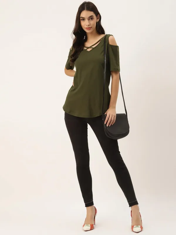Olive_Cotton_Blend_Single_Jersey_Tops