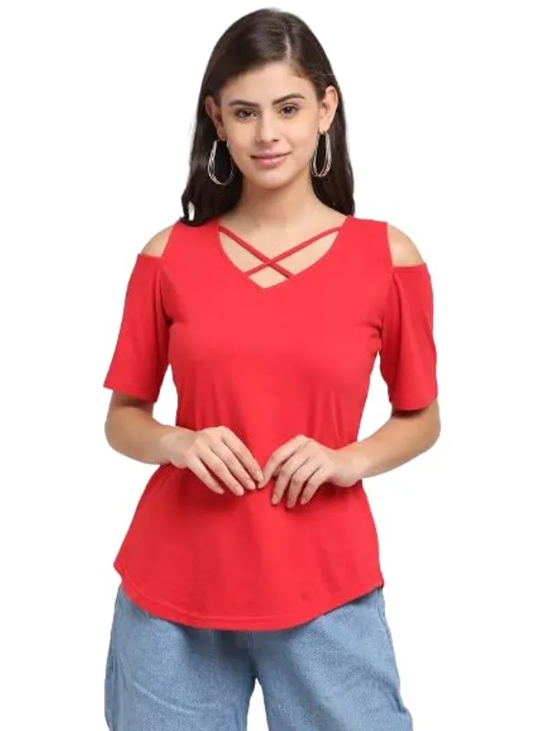 Red_Cotton_Blend_Single_Jersey_Tops