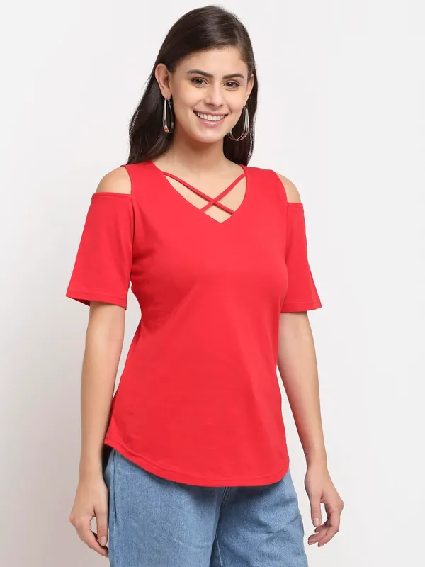Red_Cotton_Blend_Single_Jersey_Tops