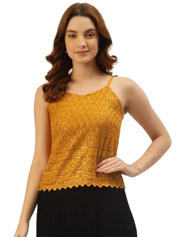 Mustard_Rayon_Sequinn_Tops_For_Women