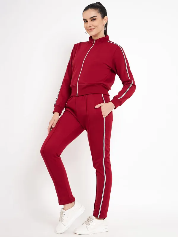 Maroon_Cotton_Blend_Fleece_Tracksuits_For_Women