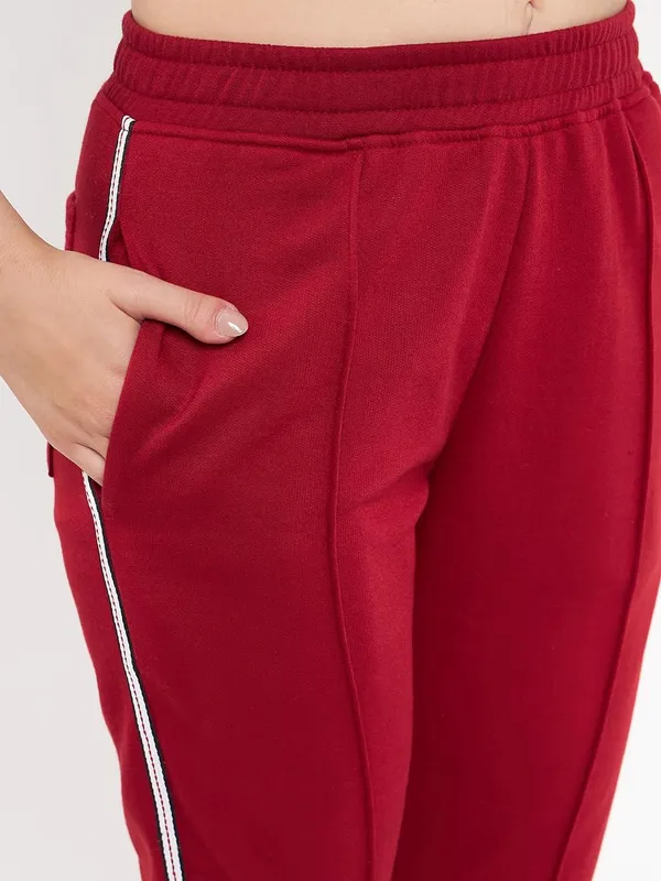 Maroon_Cotton_Blend_Fleece_Tracksuits_For_Women