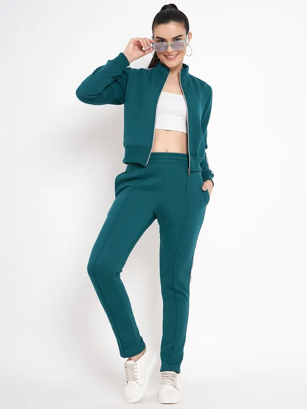 Teal_Cotton_Blend_Fleece_Tracksuits_For_Women