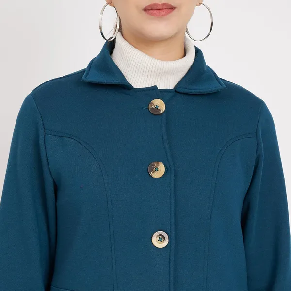 Teal_Cotton_Blend_Fleece_Coats_For_Women