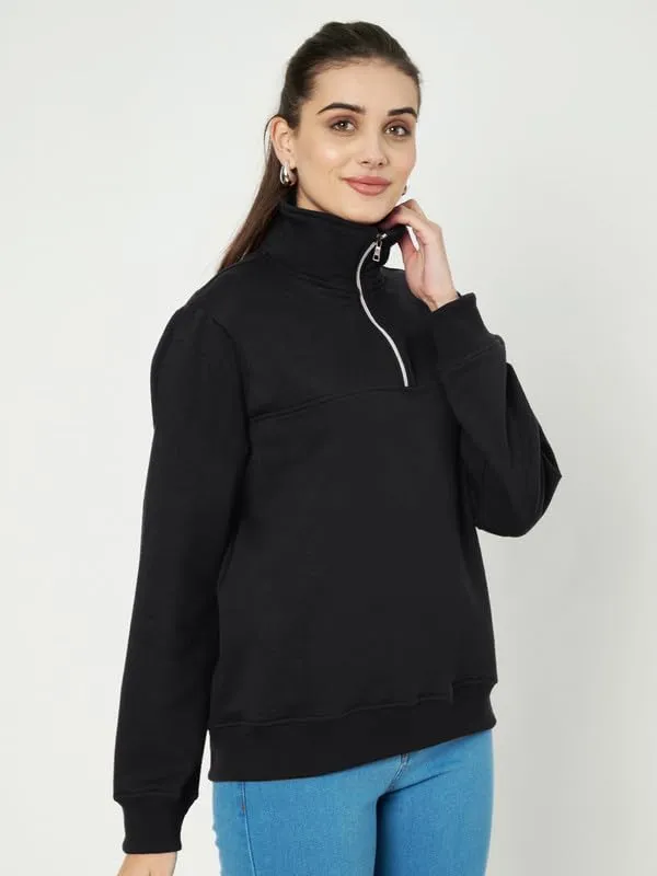 Black_Cotton_Blend_Fleece_Jackets_For_Women
