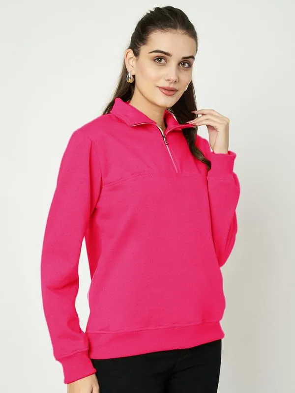 Magenta_Cotton_Blend_Fleece_Jackets_For_Women