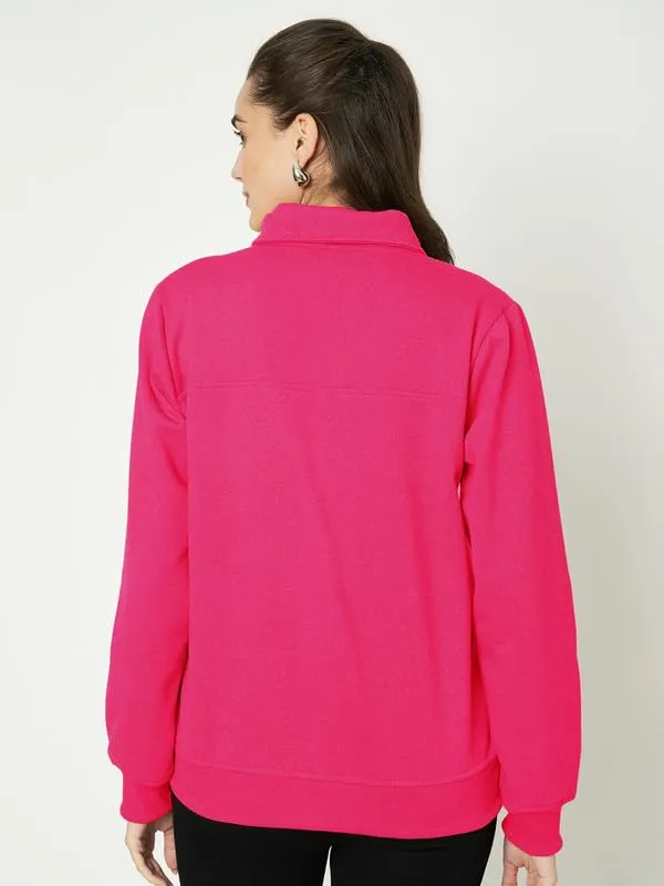 Magenta_Cotton_Blend_Fleece_Jackets_For_Women