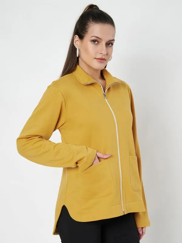 Mustard_Cotton_Blend_Fleece_Jackets_For_Women