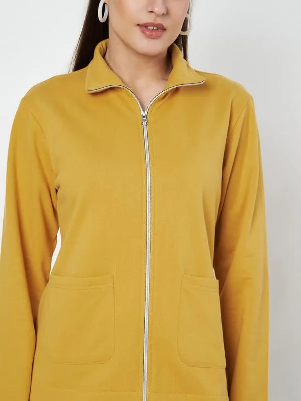 Mustard_Cotton_Blend_Fleece_Jackets_For_Women