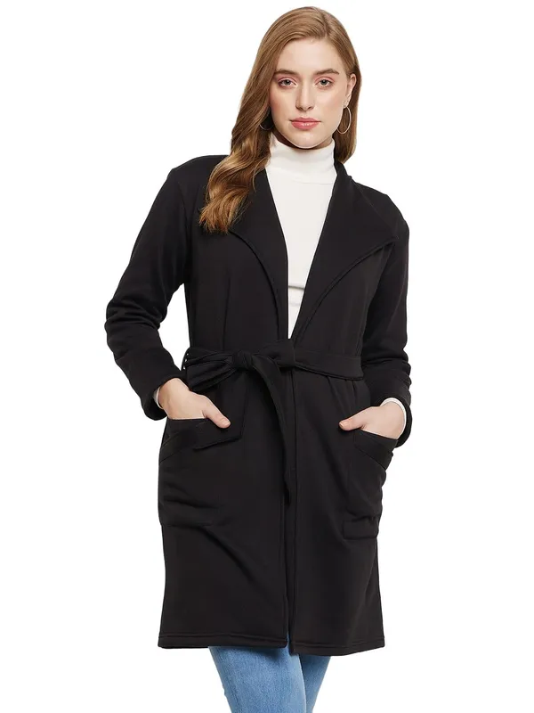 Black_Cotton_Blend_Fleece_Coats_For_Women
