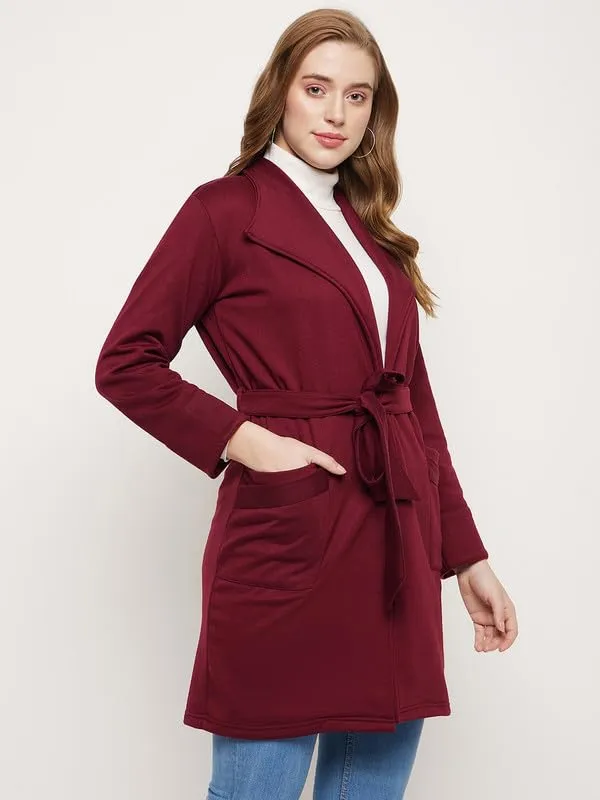 Burgundy_Cotton_Blend_Fleece_Coats_For_Women