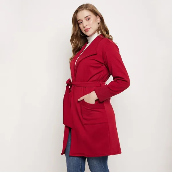 Maroon_Cotton_Blend_Fleece_Coats_For_Women