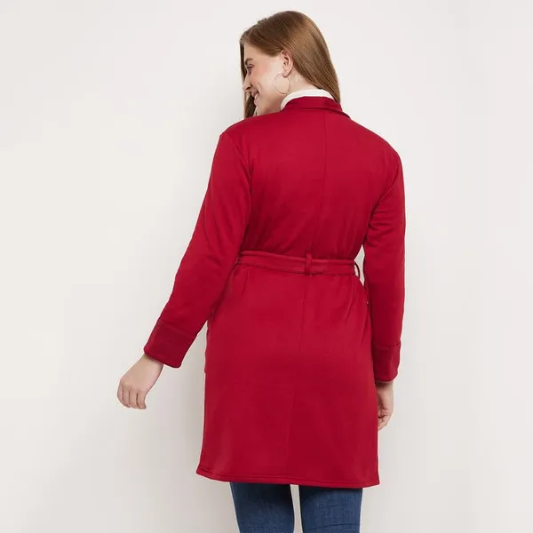 Maroon_Cotton_Blend_Fleece_Coats_For_Women