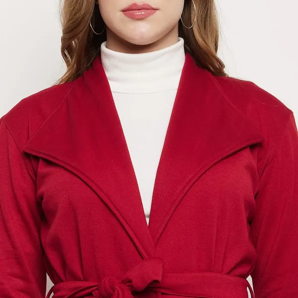 Maroon_Cotton_Blend_Fleece_Coats_For_Women