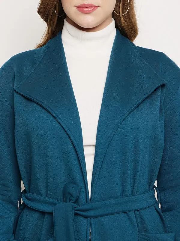 Teal_Cotton_Blend_Fleece_Coats_For_Women