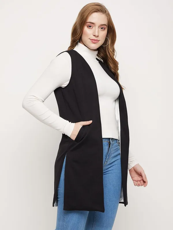Black_Cotton_Blend_Fleece_Shrug_For_Women