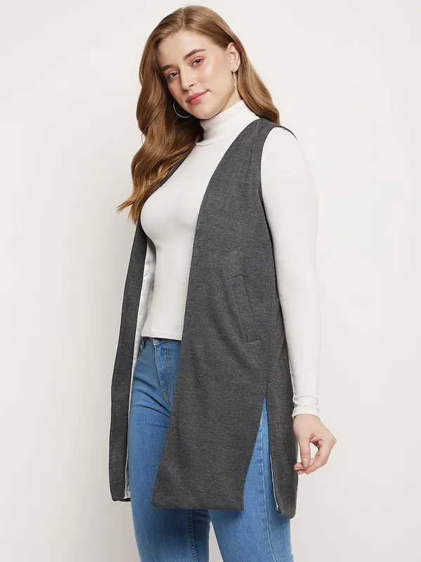 Charcoal_Cotton_Blend_Fleece_Shrug_For_Women