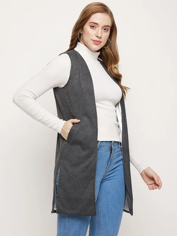 Charcoal_Cotton_Blend_Fleece_Shrug_For_Women