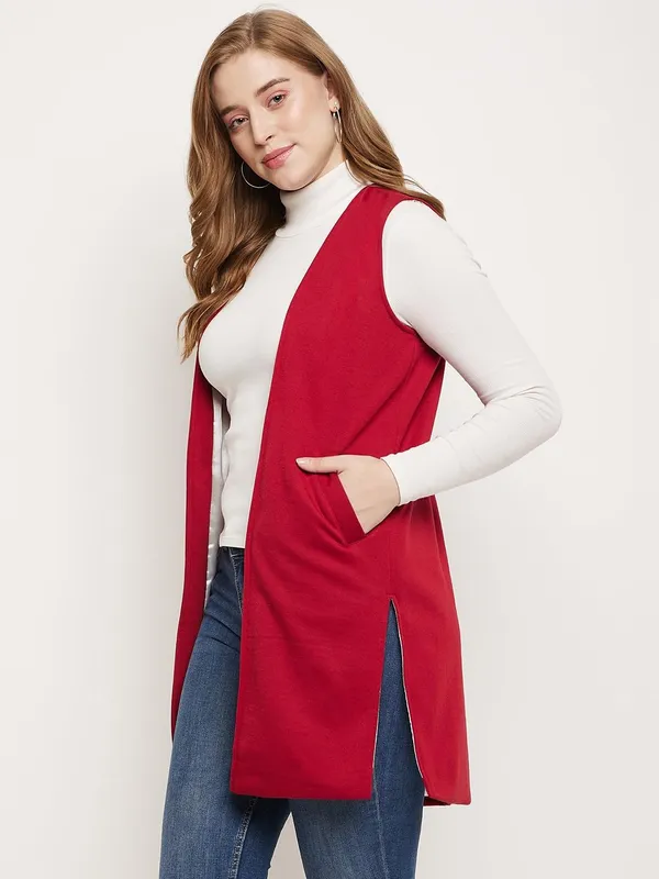 Maroon_Cotton_Blend_Fleece_Shrug_For_Women