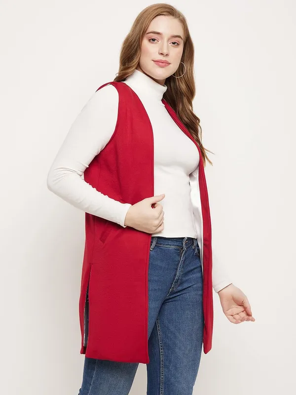 Maroon_Cotton_Blend_Fleece_Shrug_For_Women