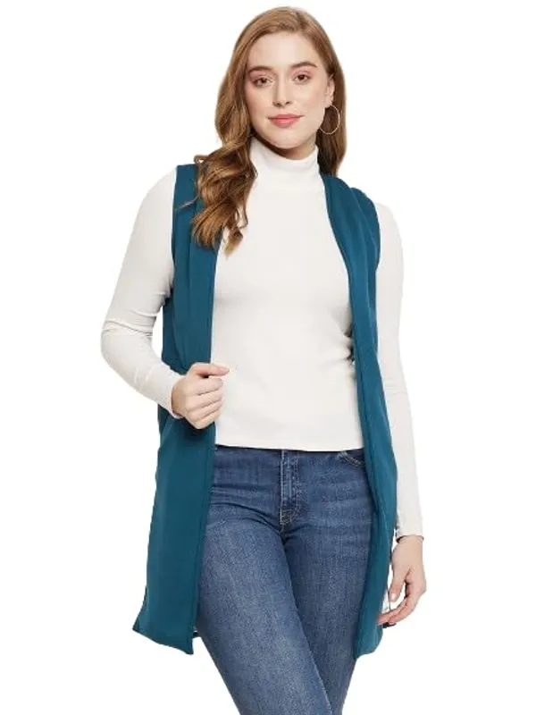 Teal_Cotton_Blend_Fleece_Shrug_For_Women