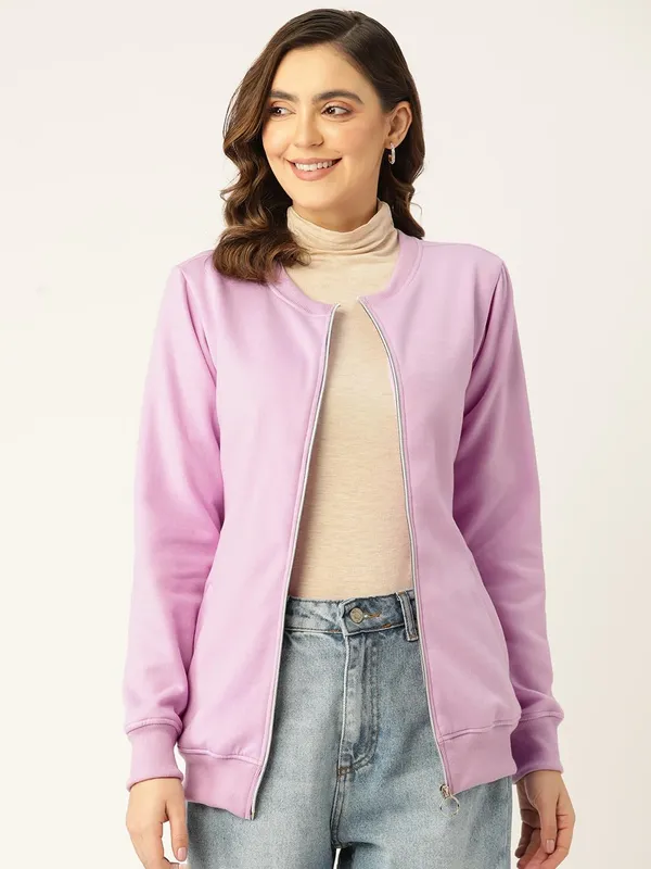 Collarless_Solid_Fleece_Casual_Bomber_Jacket